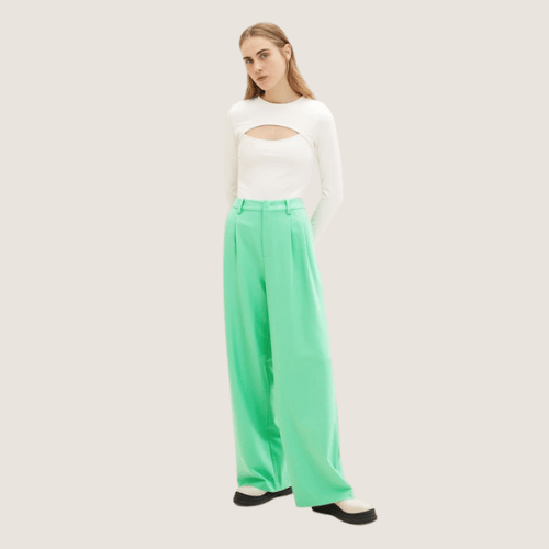 Fabric trousers with pleating